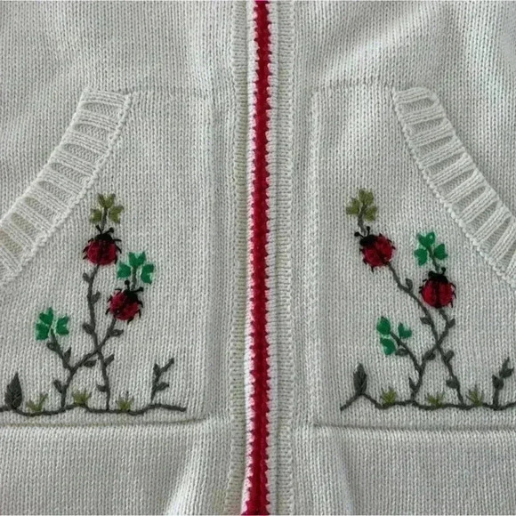 Gougane Handmade Knit Embroidered Cardigan Size 2 - Picture 3 of 5